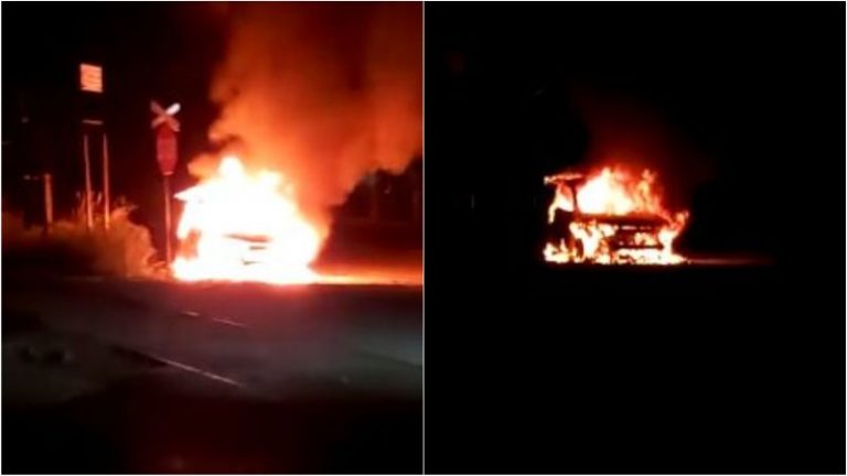VIDEO Mașina șefului Sectorului Poliției de Frontieră Vișeu de Sus a fost incendiată cu un cocktail Molotov (NAȚIONAL)