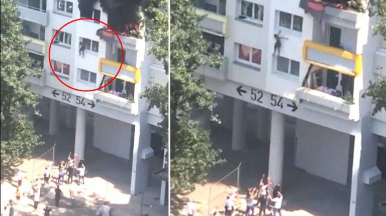 VIDEO Doi frați au fost salvați dintr-un incendiu după ce au sărit de la etajul III în brațele trecătorilor (INTERNAȚIONAL)