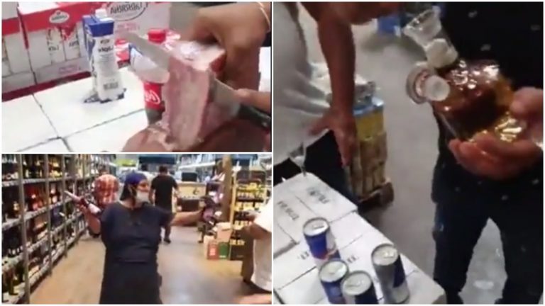 VIDEO Paranghelie într-un supermarket din București transmisă live pe Facebook (NAȚIONAL)