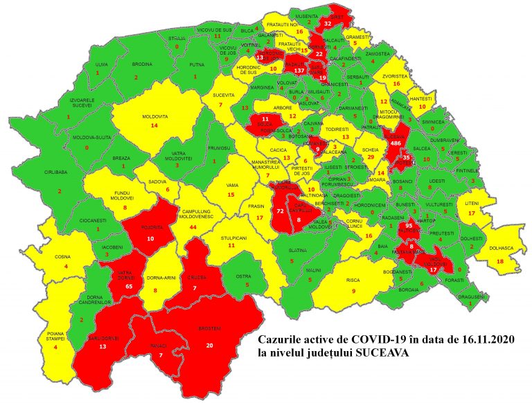 Situația pe localități a cazurilor de coronavirus din județul Suceava. Cele mai grave probleme sunt în Horodnic de Jos, Pojorâta și Vadu Moldovei