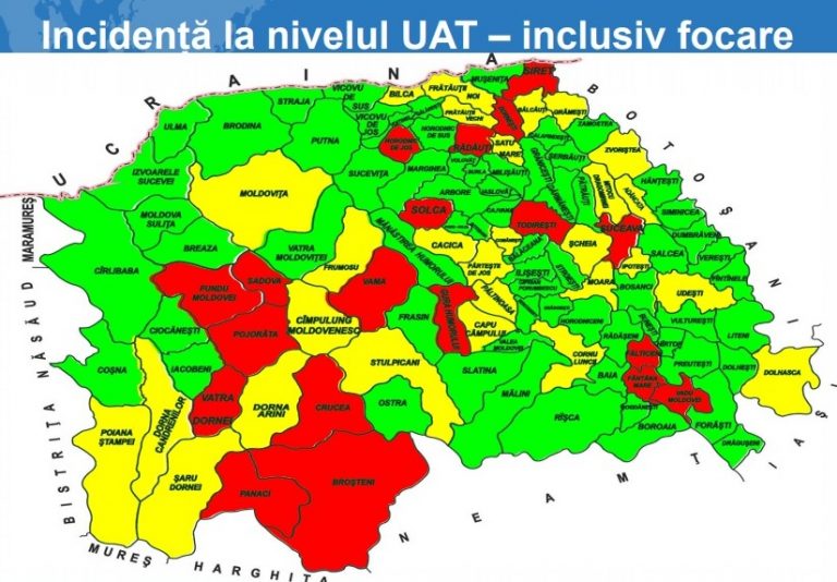 Situația pe localități a cazurilor de coronavirus din județul Suceava. Cele mai grave probleme sunt în Panaci, Pojorâta și Suceava