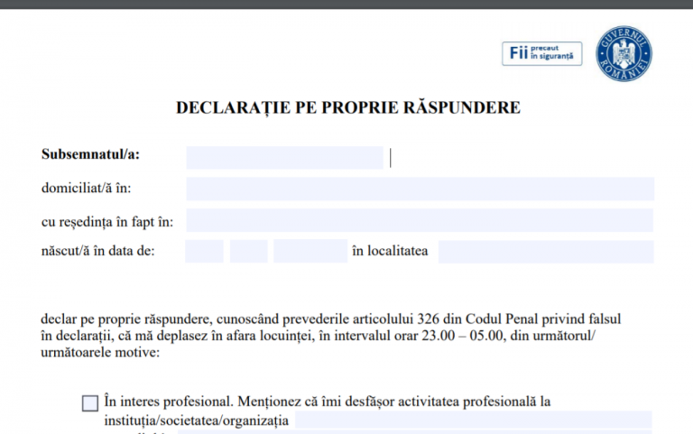 Declarația pe propria răspundere poate fi completată online (NAȚIONAL)