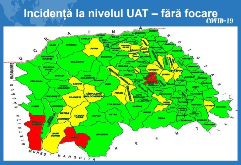 Situația pe localități a cazurilor de coronavirus din județul Suceava. Cele mai grave probleme sunt în Panaci, Ilișești și Bălăceana