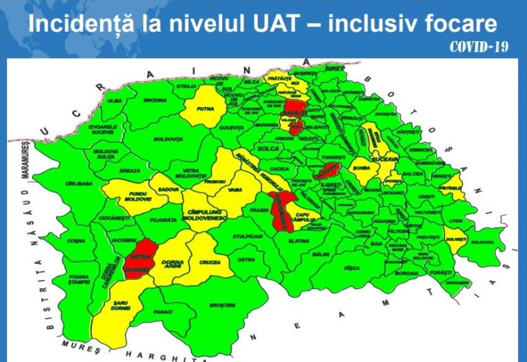 Situația pe localități a cazurilor de coronavirus din județul Suceava. Cele mai grave probleme sunt în Bălăceana, Burla și Panaci