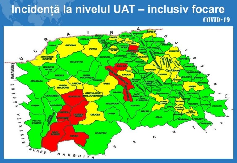 Situația pe localități a cazurilor de coronavirus din județul Suceava. Cele mai grave probleme sunt în Solca, Dorna Arini și Gura Humorului