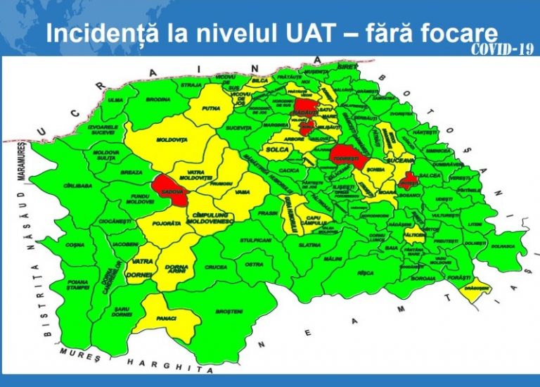 Situația pe localități a cazurilor de coronavirus din județul Suceava. Cele mai grave probleme sunt în Ipotești, Rădăuți și Dornești