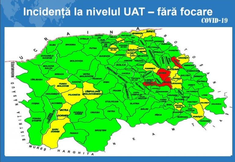 Situația pe localități a cazurilor de coronavirus din județul Suceava. Cele mai grave probleme sunt în Șcheia, Adâncata și Moara