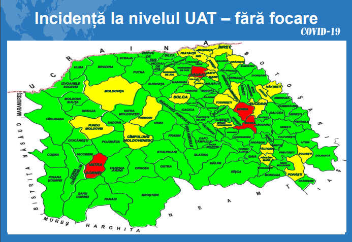 Situația pe localități a cazurilor de coronavirus din județul Suceava. Cele mai grave probleme sunt în Moara, Șcheia și Vatra Dornei