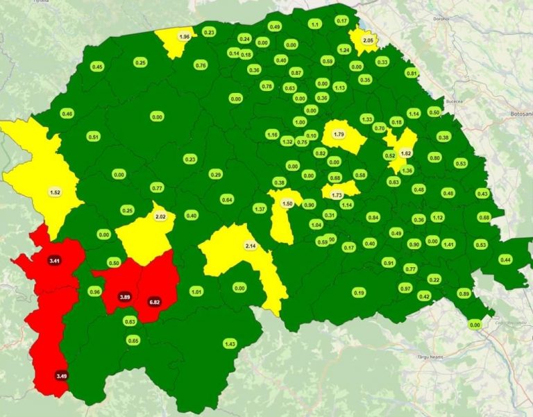 Situația pe localități a cazurilor de coronavirus din județul Suceava. Cele mai grave probleme sunt în Dorna Arini, Coșna și Vatra Dornei