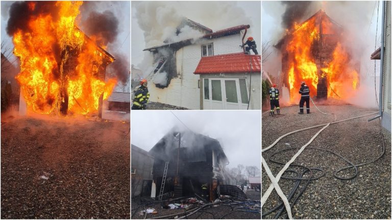 FOTO Incendiu de proporții izbucnit într-o gospodărie din Dorna Candrenilor de la un burlan metalic