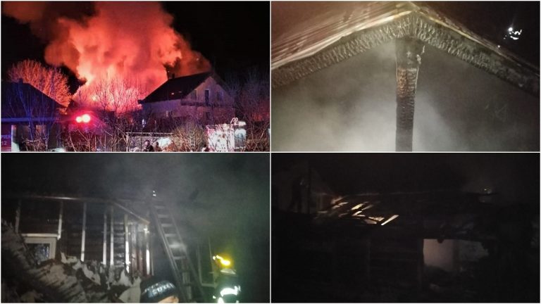 FOTO O gospodărie din Frasin a fost cuprinsă de flăcări în urma unui incendiu pornit de la coșul de fum
