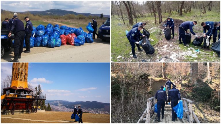 FOTO Traseele turistice din ariile naturale din județul Suceava au fost curățate de jandarmi