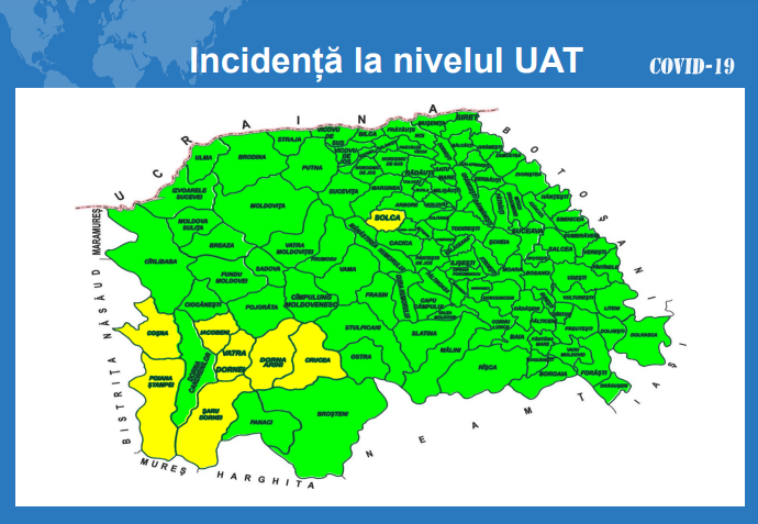 Situația pe localități a cazurilor de coronavirus din județul Suceava. Nicio localitate nu mai are incidența peste 3 la mia de locuitori