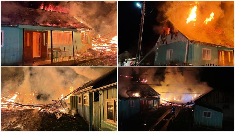 VIDEO FOTO Incendiu de proporții izbucnit într-o gospodărie din Frătăuții Noi de la un conductor electric defect