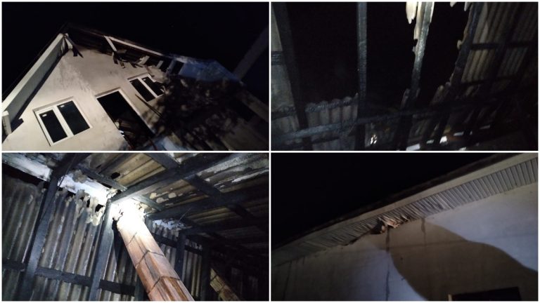 FOTO Acoperișul unei case din Rotunda a fost distrus de un incendiu pornit de la coșul de fum