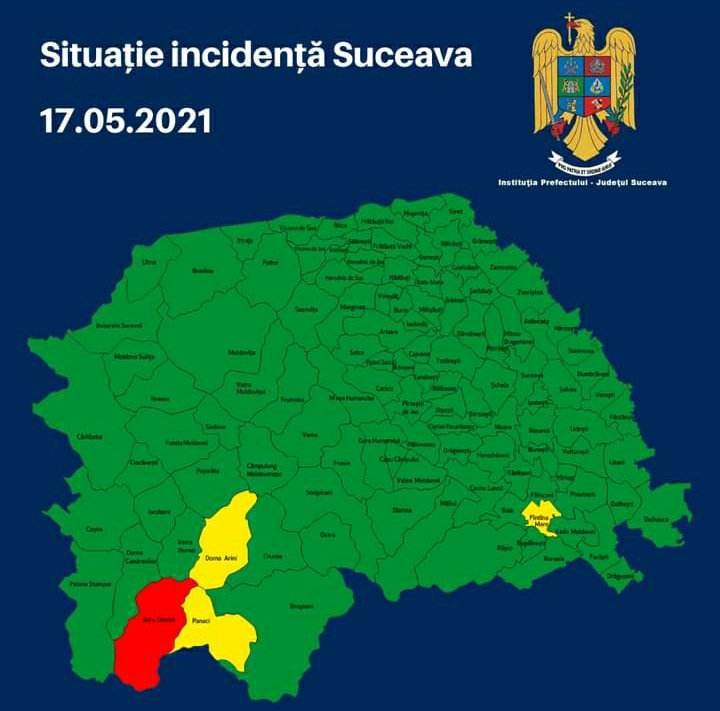 Situația pe localități a cazurilor de coronavirus din județul Suceava. Comuna Șaru Dornei este singura care are incidența peste 3 la mia de locuitori
