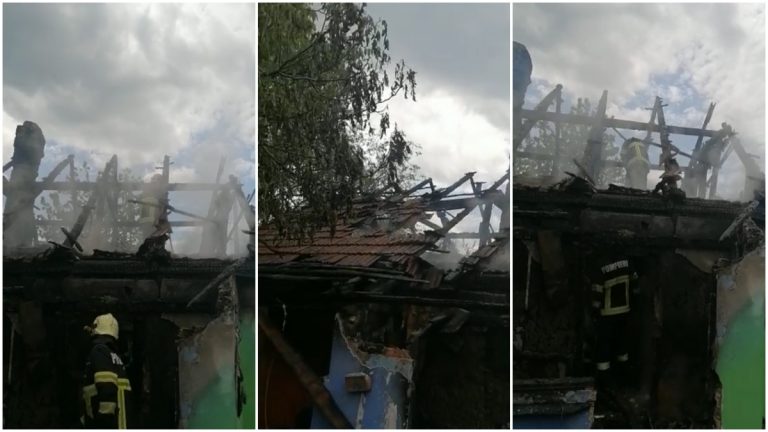 VIDEO Incendiu pornit la o casă din Zamostea de la un cablu defect