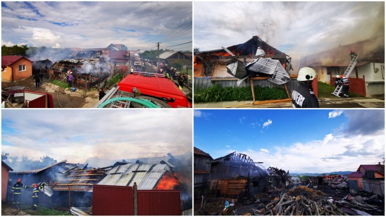 VIDEO FOTO Incendiu de proporții izbucnit într-o gospodărie din Berchișești de la un cablu electric defect