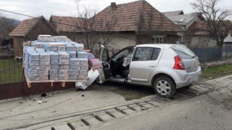 O stivă de pavele l-a oprit pe un flăcău din Bosanci, care a furat o mașină, din fuga sa de poliție