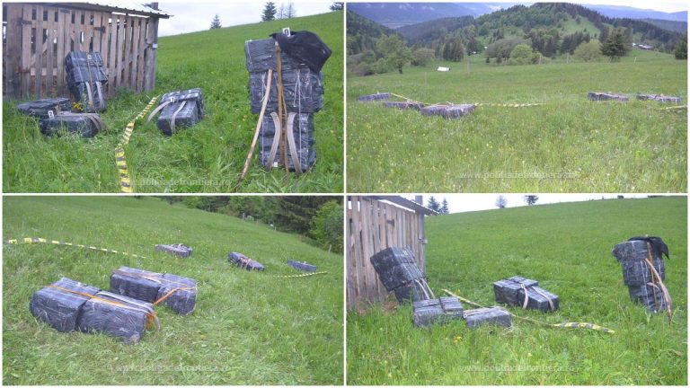 FOTO Focuri de armă trase și țigări de contrabandă de aproape 200.000 de lei confiscate de polițiștii de frontieră, la Straja