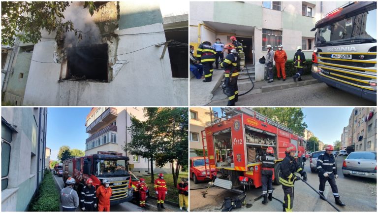 VIDEO FOTO Un incendiu puternic a distrus două garsoniere la parterul unui bloc din Burdujeni