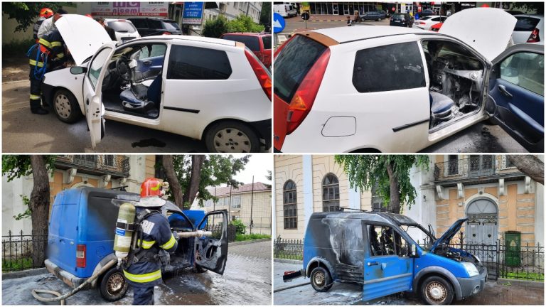 VIDEO FOTO Două mașini au luat foc la Suceava și Fălticeni