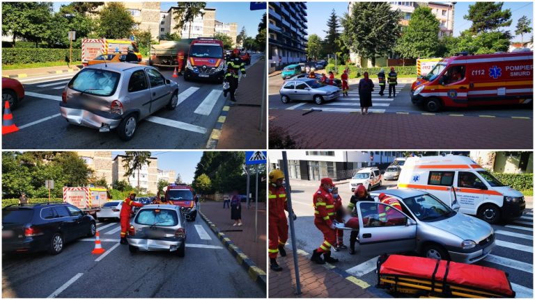 FOTO Accident cu trei răniți produs în fața Hotelului Balada din Suceava