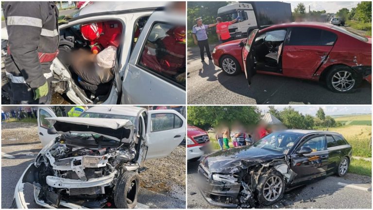 UPDATE FOTO Carambol între patru mașini produs la Drăgușeni. Două persoane au fost duse la spital