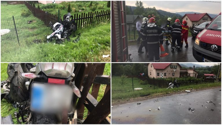 UPDATE FOTO Motociclist lovit de o mașină la Șaru Dornei a murit