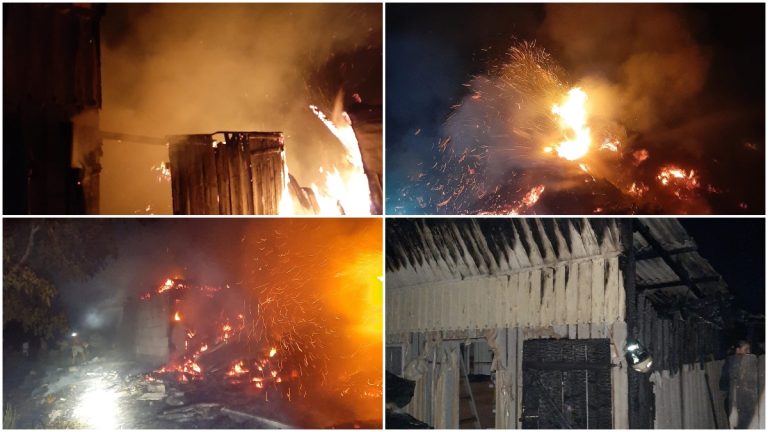 VIDEO FOTO Incendiu de proporții într-o gospodărie din Bălcăuți. O bătrână de 83 de ani a avut nevoie de asistență medicală