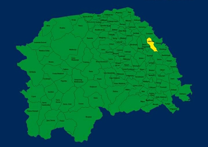 Situația pe localități a cazurilor de coronavirus din județul Suceava. Comuna Adâncata este singura din zona galbenă