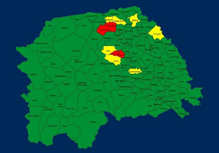 Situația pe localități a cazurilor de coronavirus din județul Suceava. Cele mai grave probleme sunt în Botoșana, Poieni Solca și Horodnic de Jos