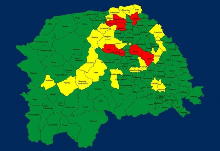 Situația pe localități a cazurilor de coronavirus din județul Suceava. Cele mai grave probleme sunt în Poieni Solca, Frătăuții Vechi și Horodnic de Jos
