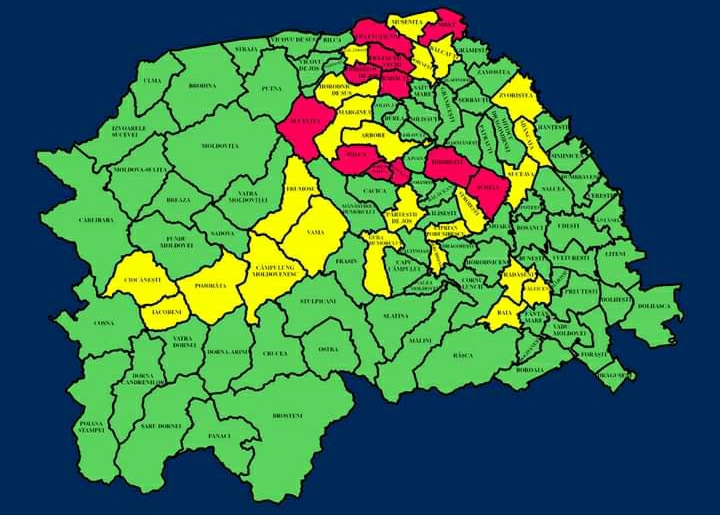 Situația pe localități a cazurilor de coronavirus din județul Suceava. Cele mai grave probleme sunt în Frătăuții Vechi, Todirești și Botoșana