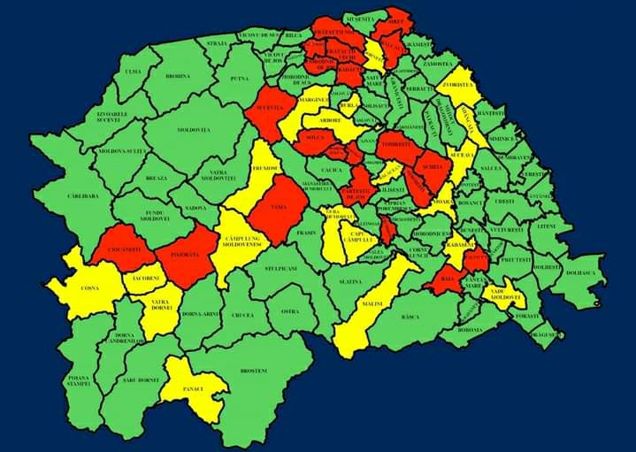 Situația pe localități a cazurilor de coronavirus din județul Suceava. Cele mai grave probleme sunt în Todirești, Rădăuți și Iacobeni