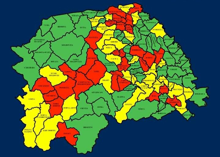 Situația pe localități a cazurilor de coronavirus din județul Suceava. Cele mai grave probleme sunt în Todirești, Rădăuți și Siret