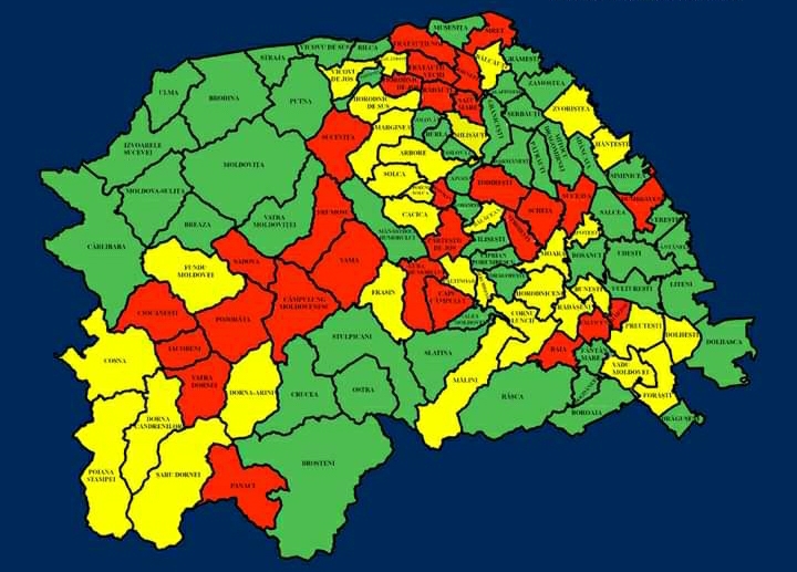 Situația pe localități a cazurilor de coronavirus din județul Suceava. Cele mai grave probleme sunt în Todirești, Iacobeni și Rădăuți