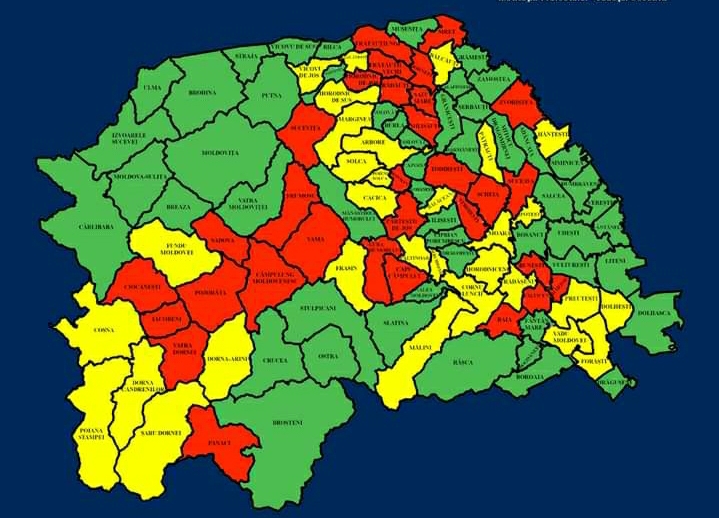 Situația pe localități a cazurilor de coronavirus din județul Suceava. Cele mai grave probleme sunt în Iacobeni, Rădăuți și Todirești