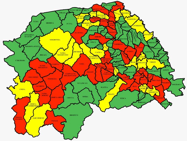 Situația pe localități a cazurilor de coronavirus din județul Suceava. Cele mai grave probleme sunt în Iacobeni, Pojorâta și Câmpulung Moldovenesc