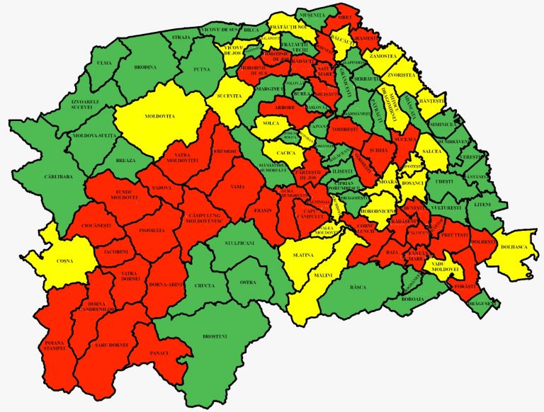 Situația pe localități a cazurilor de coronavirus din județul Suceava. Cele mai grave probleme sunt în Iacobeni, Pojorâta și Hârtop