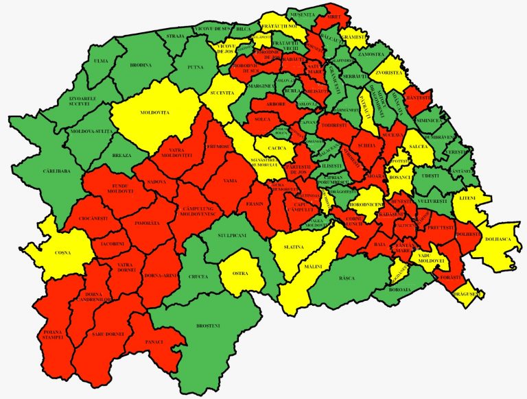Situația pe localități a cazurilor de coronavirus din județul Suceava. Cele mai grave probleme sunt în Pojorâta, Iacobeni și Hârtop