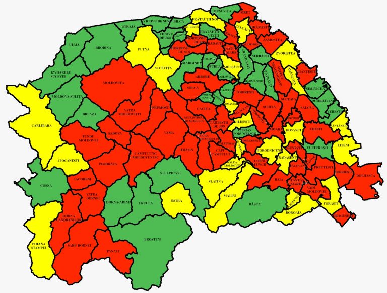 Situația pe localități a cazurilor de coronavirus din județul Suceava. Cele mai grave probleme sunt în Pojorâta, Iacobeni și Hârtop