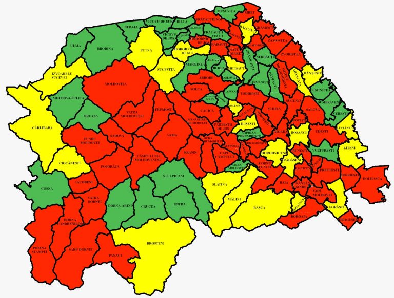 Situația pe localități a cazurilor de coronavirus din județul Suceava. Cele mai grave probleme sunt în Pojorâta, Iacobeni și Câmpulung Moldovenesc