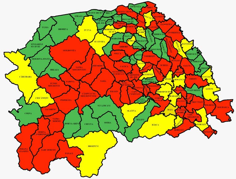 Situația pe localități a cazurilor de coronavirus din județul Suceava. Cele mai grave probleme sunt în Pojorâta, Iacobeni și Câmpulung Moldovenesc