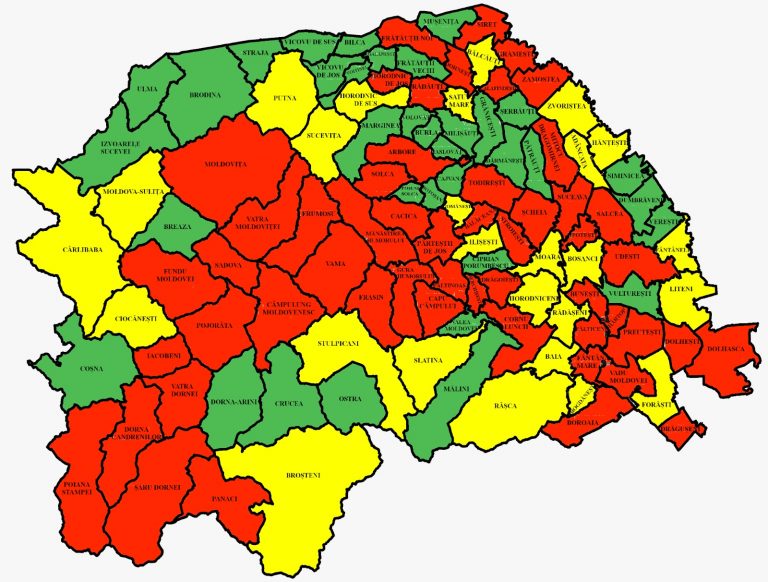 Situația pe localități a cazurilor de coronavirus din județul Suceava. Cele mai grave probleme sunt în Pojorâta, Iacobeni și Câmpulung Moldovenesc