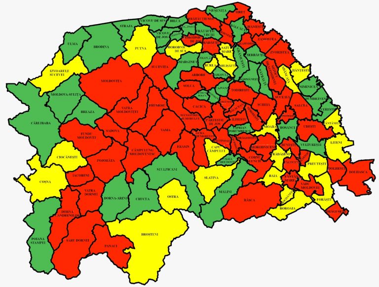 Situația pe localități a cazurilor de coronavirus din județul Suceava. Cele mai grave probleme sunt în Pojorâta, Iacobeni și Gura Humorului
