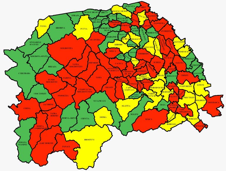 Situația pe localități a cazurilor de coronavirus din județul Suceava. Cele mai grave probleme sunt în Pojorâta, Fundu Moldovei și Iacobeni