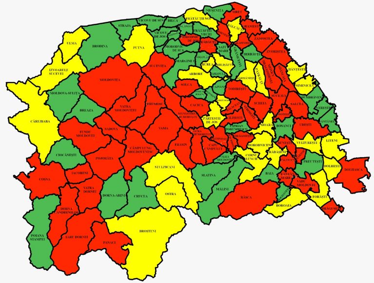 Situația pe localități a cazurilor de coronavirus din județul Suceava. Cele mai grave probleme sunt în Pojorâta, Fundu Moldovei și Gura Humorului