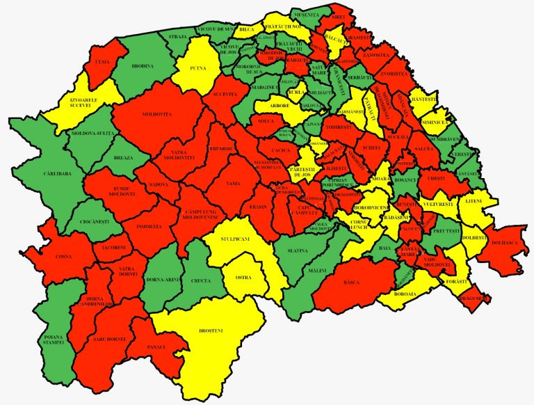 Situația pe localități a cazurilor de coronavirus din județul Suceava. Cele mai grave probleme sunt în Pojorâta, Fundu Moldovei și Gura Humorului