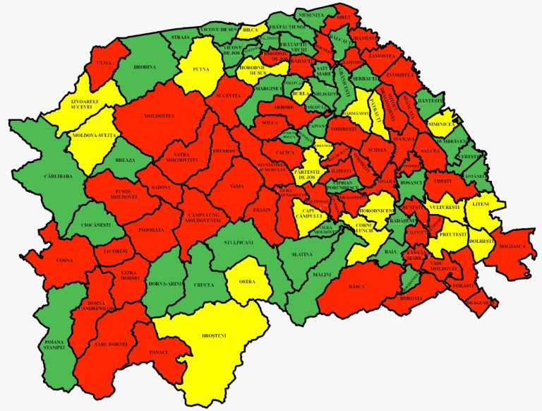 Situația pe localități a cazurilor de coronavirus din județul Suceava. Cele mai grave probleme sunt în Pojorâta, Fundu Moldovei și Gura Humorului